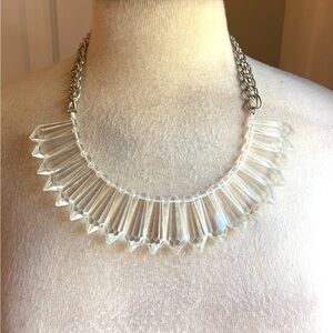 Sweet Olive Faceted Rock Crystal Bib Necklace on Silver Chain